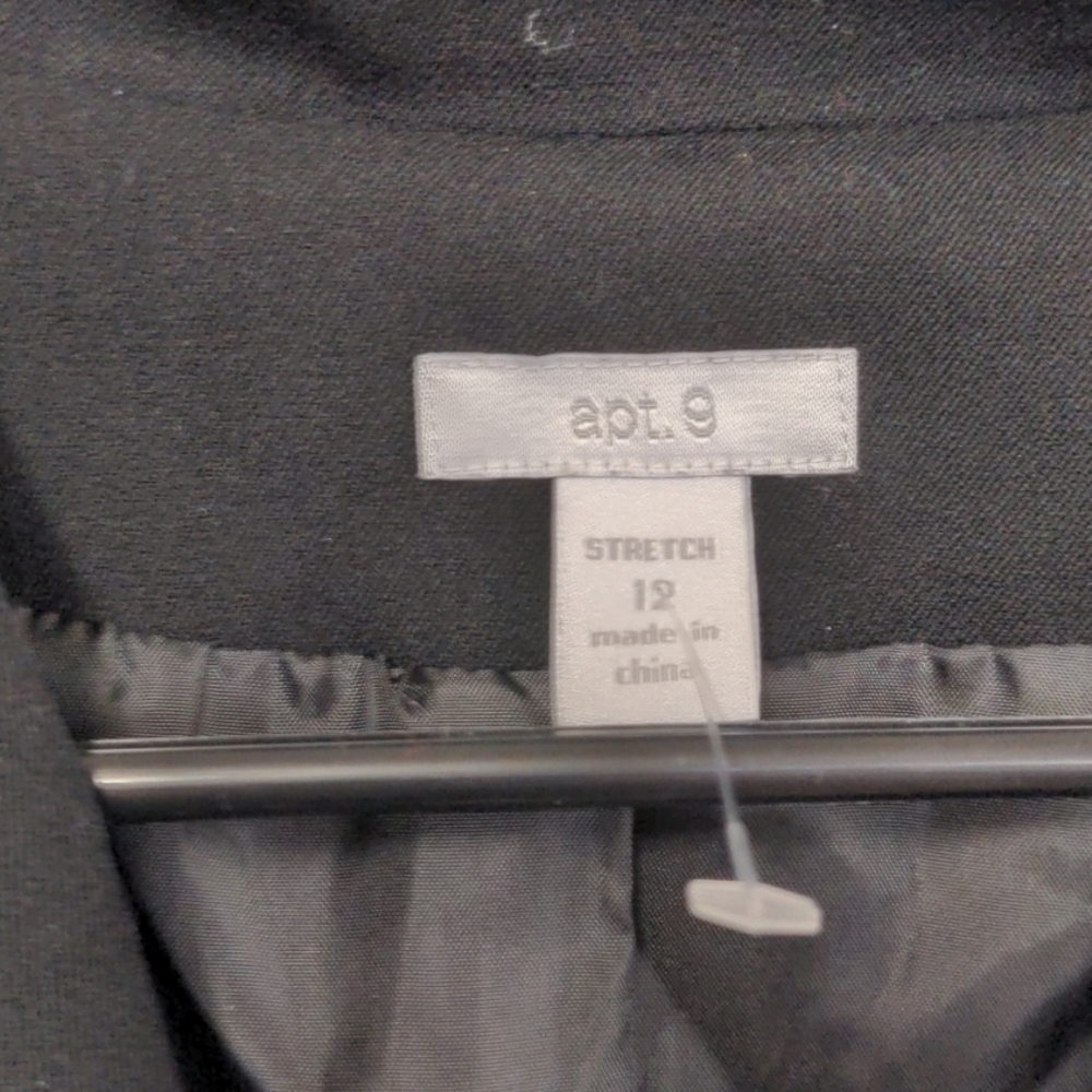Apt 9 Stretch Jacket 12 Black Two Button - image 2